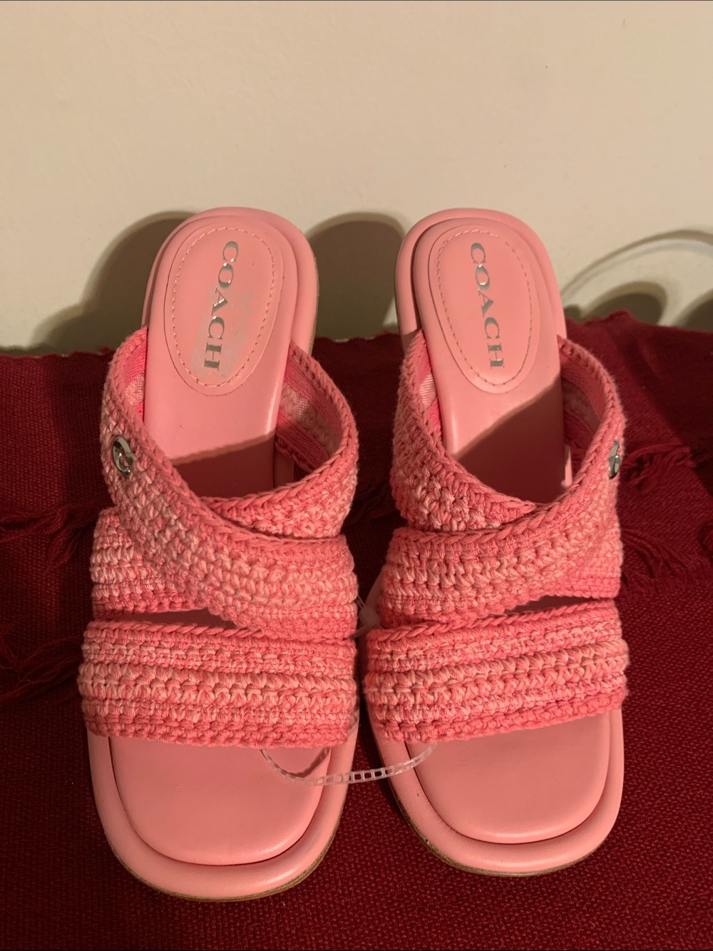 COACH Pink Crochet Slide Mules